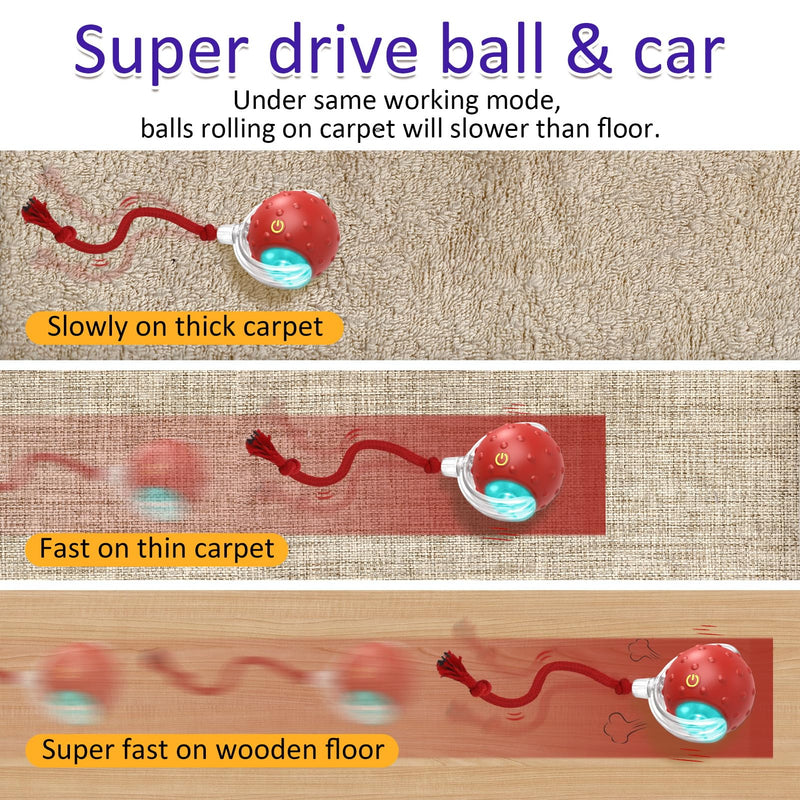 Cat Toys Interactive with Motion Activated & Chirping, Rolling Super Fast on Carpet Happy Party Game with Kittens - Red - BeesActive Australia