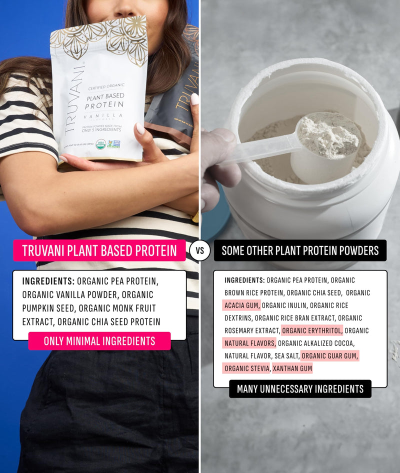 Truvani Vegan Pea Protein Powder | Vanilla | 20g Organic Plant Based Protein | Single Serving Travel Packets | 10 Servings | Keto | Gluten & Dairy Free | Low Carb | No Added Sugar - BeesActive Australia