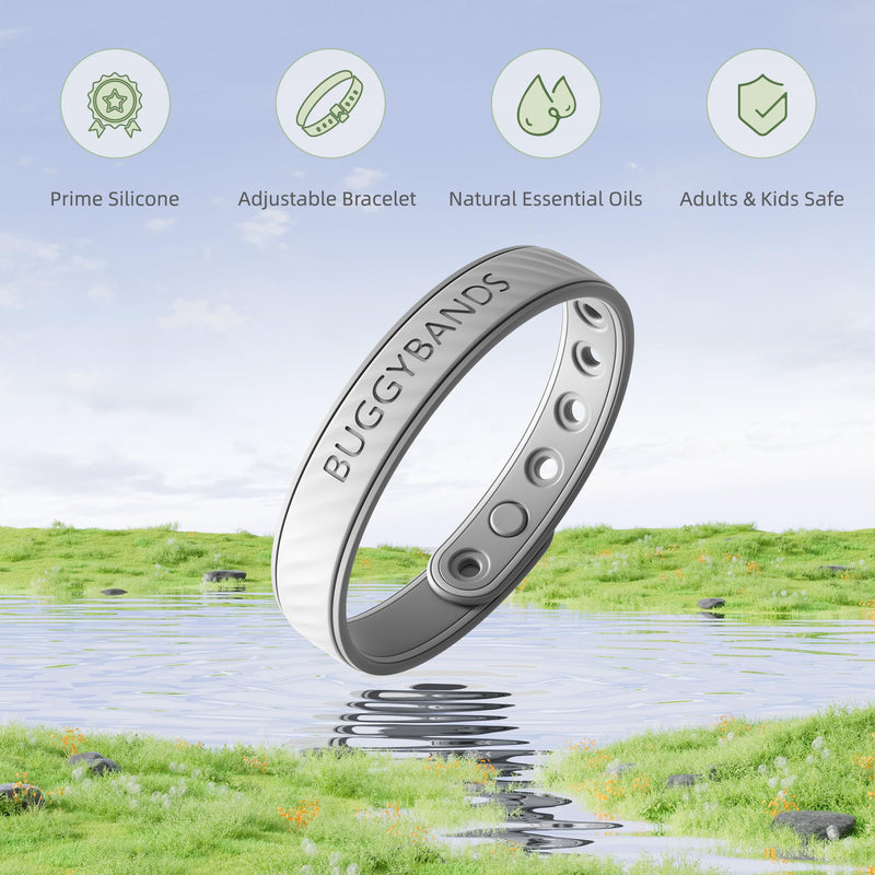 Mosquito Repellent Bracelets, 2 Pack Silicone Mosquito Repellent Bands with DEET Free, Natural & Waterproof Bug Wristbands for Kids and Adults, Outdoor Traveling Protection (Black&Grey) - BeesActive Australia