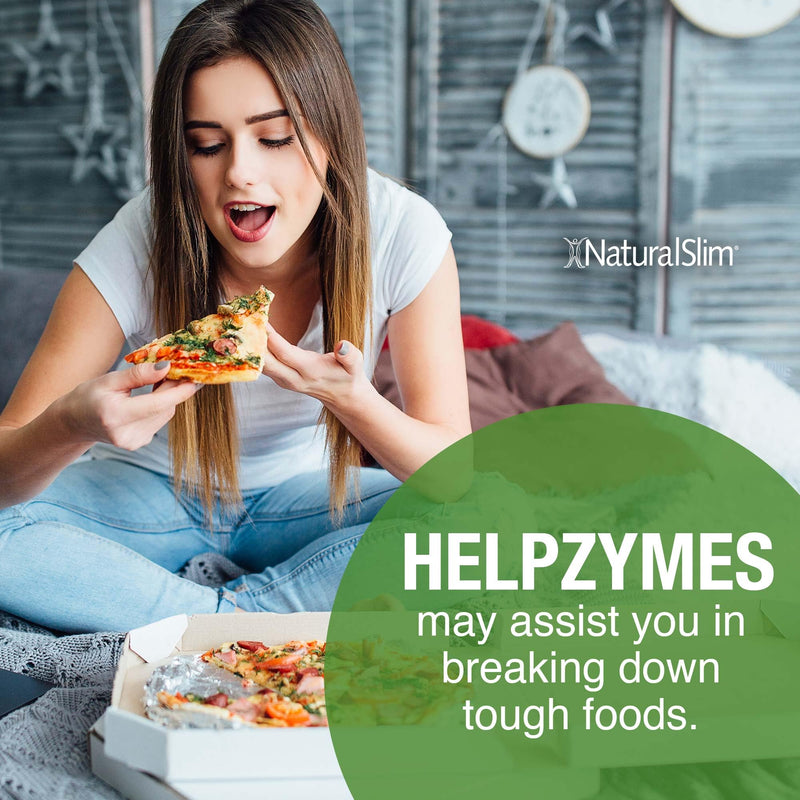 NaturalSlim Digestive Enzymes for Women & Men - Helpzymes Essential Enzymes for Digestion, Gut Health, Gas Bloating Relief with Bromelain, Ox Bile, Pancreatin. & Betaine HCL - 100 Capsules Solo 1