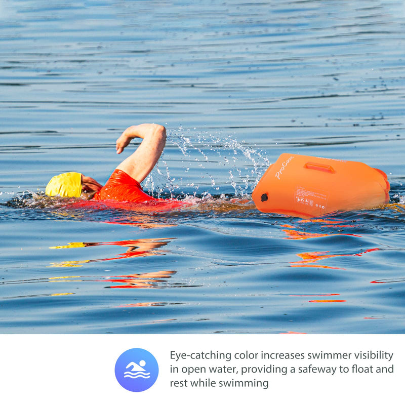 ProCase 35L Swim Buoy Dry Bag, Floating Waterproof Backpack with Shoulder Waist Strap for Open Water Swimming Paddling Boating Kayaking Rafting Hiking Camping Fishing Beach -Orange - BeesActive Australia