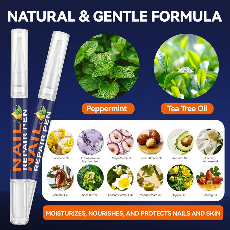 Toenail Fungus Pen, Nail Repair Pen for Damaged Nails, 25% Undecylenic Acid Formula,Tea Tree Oil, Extra Strength Toenail Fungus Treatment, Brittle & Discoloration Nails-5count-5ml/0.1FL OZ - BeesActive Australia