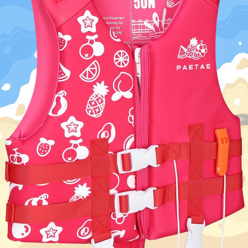 Toddler Swim Vest, Kids Pool Float Jacket Floaties, Child Swimming Pool Vest for Kids Toddler 18-77lb Pink Summer Large