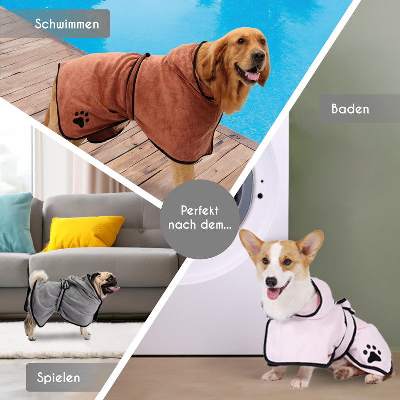 NEEZ dog bathrobe I microfiber dog bathrobe I dog towel for drying I absorbent dog bathrobe I for small & large dogs I bathrobe in XS - L for dogs small gray - BeesActive Australia