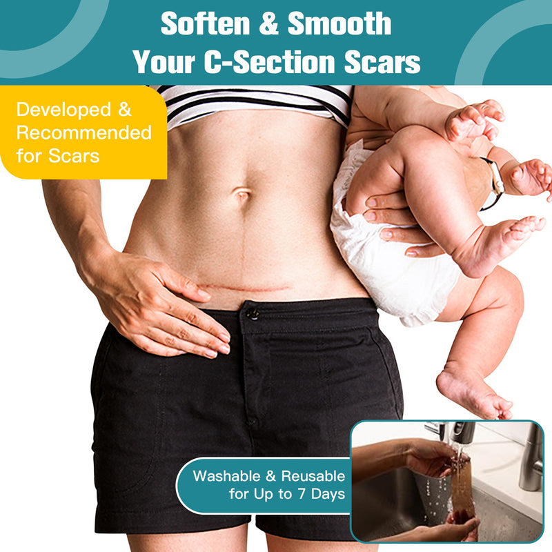 Silicone Scar Thicked Sheets,C Section Recovery Kit 2in x 8in 10ct | Reuseable Extra Long Scar Strips for Reducing the Appearance of Keloid Bump,Stretch Marks,Burn,Surgical Scar Removal(Latex Free)