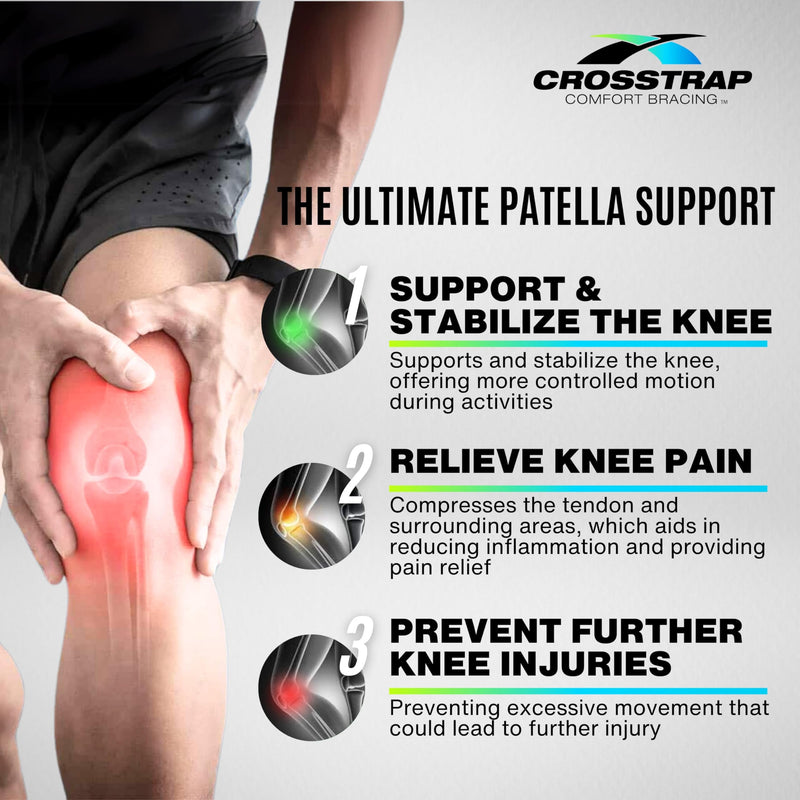 Stabilizing Patella Knee Strap | Patella Tendon Brace for Running, Cycling, Hiking, and Sports | Pain Relief and Support, Knee Stabilizer Brace For Exercise Black 1 Strap (Large) - BeesActive Australia