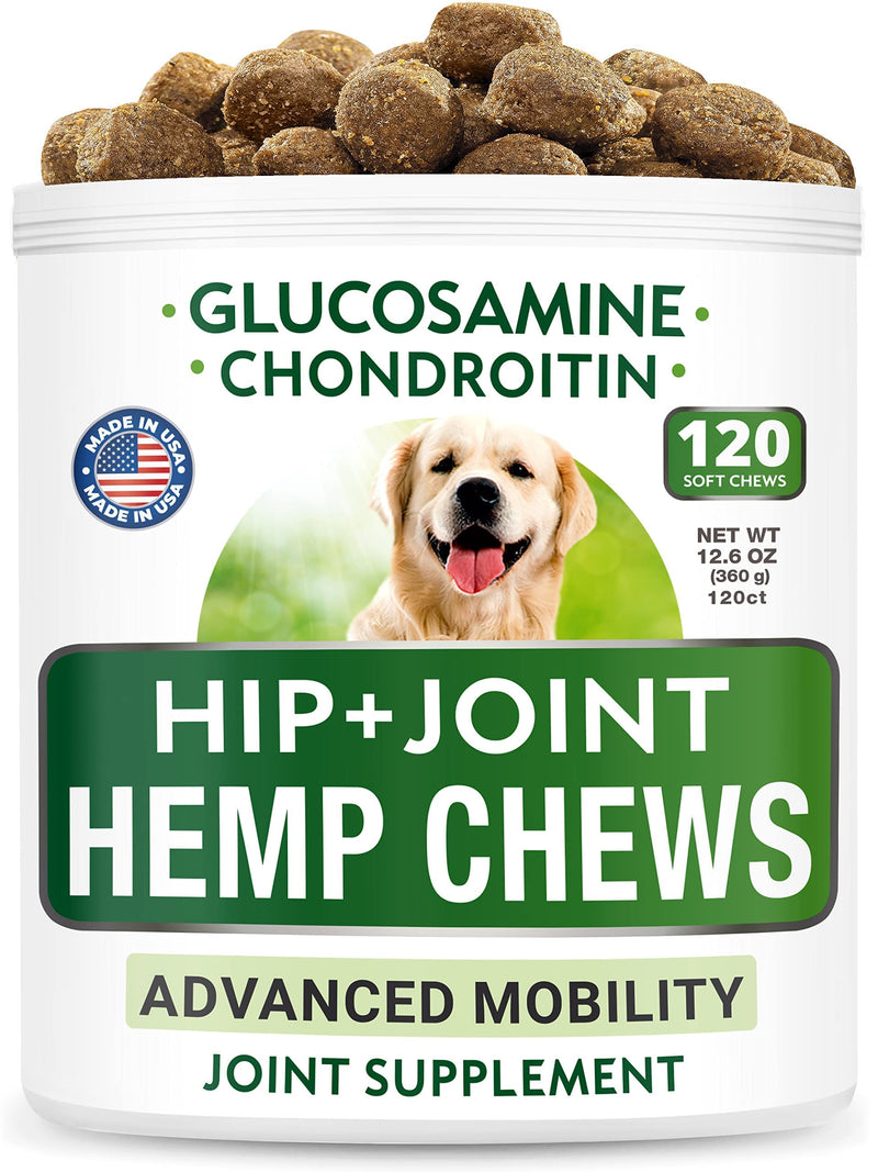 Dog Probiotics Chews + Hemp Treats + Glucosamine Bundle - Digestive Enzymes + Prebiotics + Chondroitin, MSM, Omega-3 - Gas, Diarrhea, Allergy, Constipation, Upset Stomach Relief + Joint Pain Relief