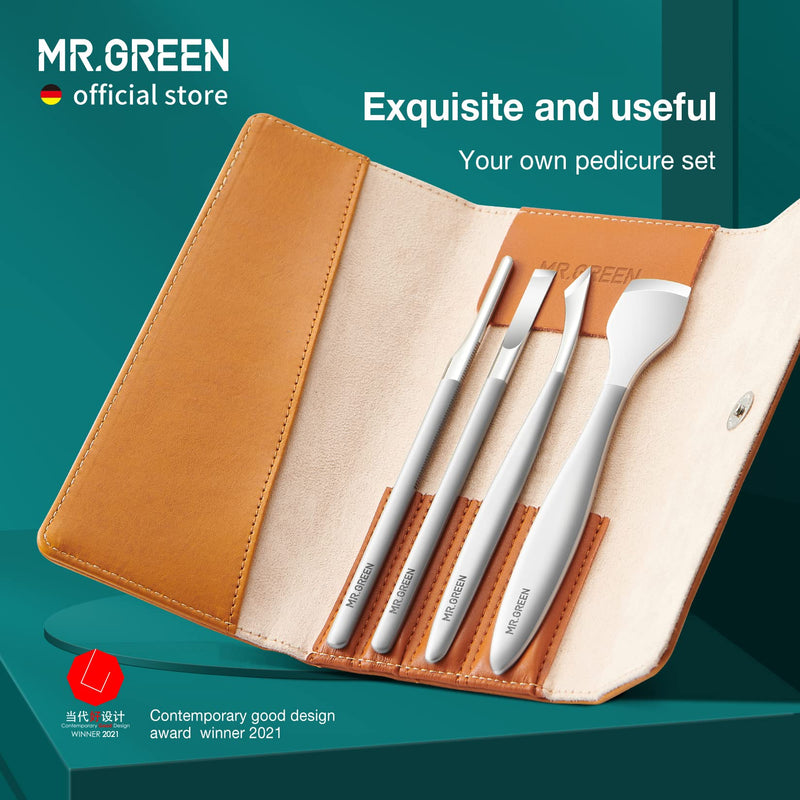 MR.GREEN Pedicure Knife Set Professional Ingrown Toenail Clippers Foot Care Tools Stainless Steel Nail Cuticle Nippers Remover Kits (4 Pcs Set) 4 Pcs Set