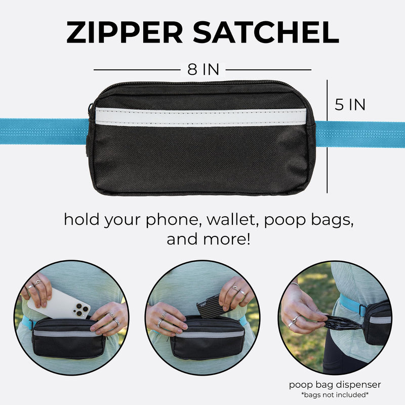 Squirrel Products Hands Free Dog Leash with Hip Belt/Crossbody Strap, Zipper Pouch, and Shock Absorbing Bungee for Walking or Jogging with pet (Blue, Black) Blue and Black - BeesActive Australia