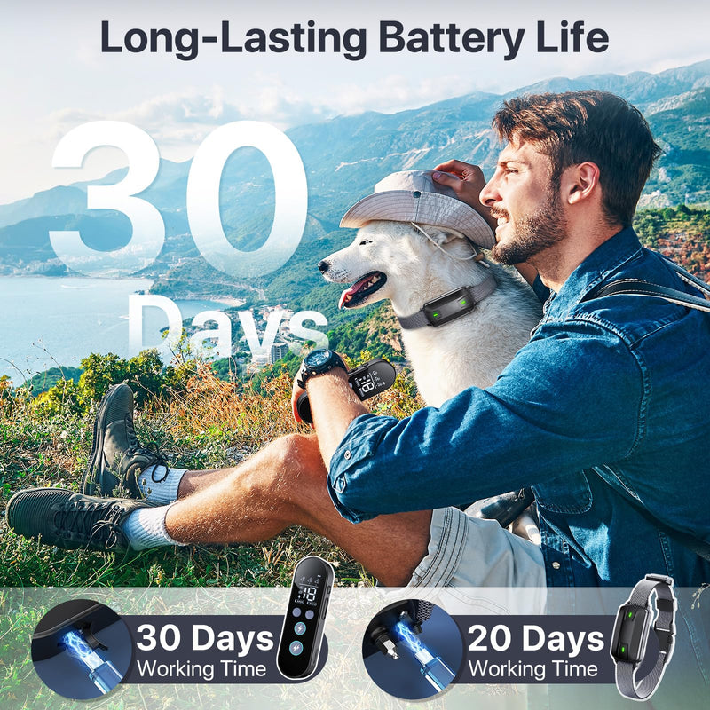 Dog Training Collar, Dog Shock Collar with Remote Control for Medium Large Dogs 40-120lbs Waterproof, Shock Collar for Dogs with Beep Vibration Shock and Security Lock Classic BLK - BeesActive Australia