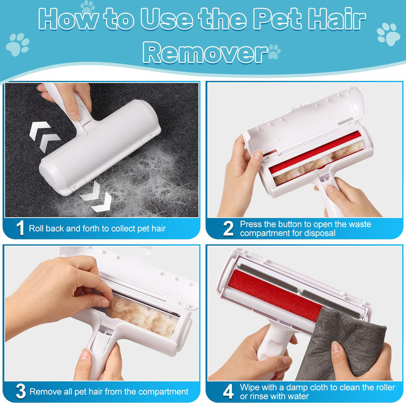 KUOGAS Pack of 2 animal hair removers, lint roller, animal hair, dog and cat hair remover, reusable lint roller, suitable for sofa, dog bed, cat bed, scratching post and carpet 2 pieces: without ears (red + blue) - BeesActive Australia