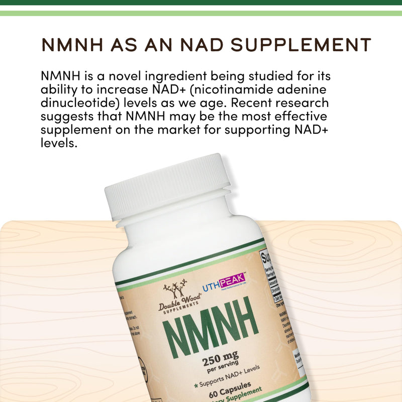 NMNH 250mg Reduced NMN, Cellular Energy + NAD+ Support, 60 Capsules | Cellular Energy + NAD+ Supplement, Novel Higher-Potency Precursor, Skin + Cognitive Wellness, Clean Energy, Made in USA 60 Count (Pack of 1)
