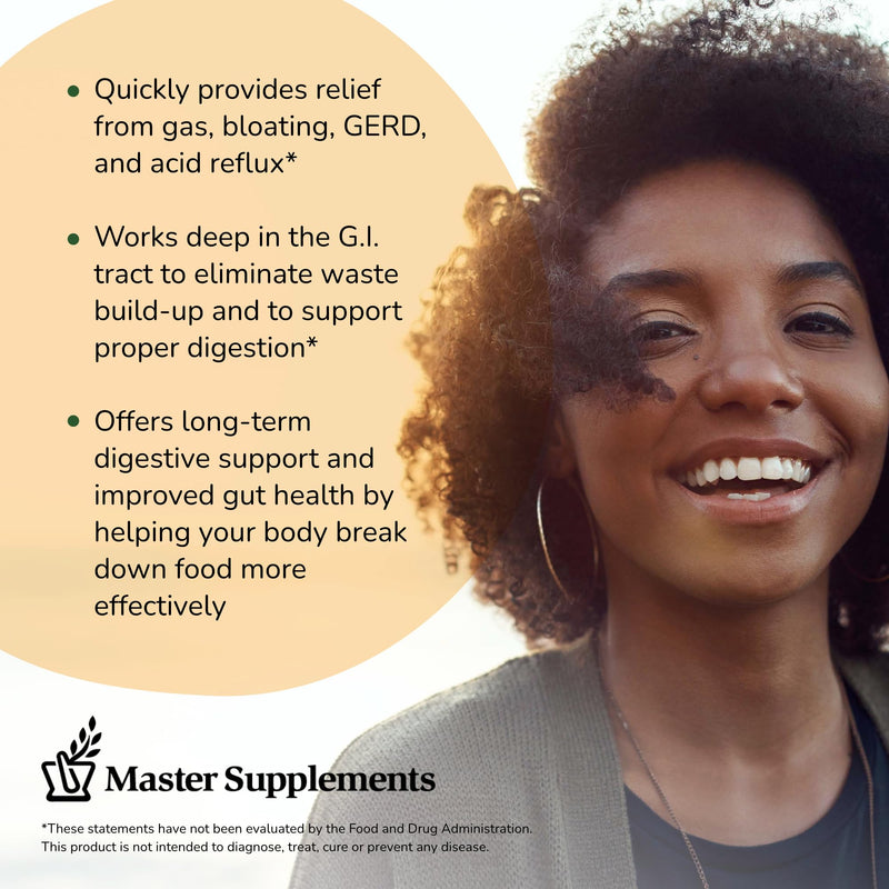 Master Supplements Enzalase - 50 Capsules - Probiotic Compatible Enzymes - Provides Digestive Boost + Gas & Bloating Relief - Gluten Free - 50 Servings 50 Count (Pack of 1)