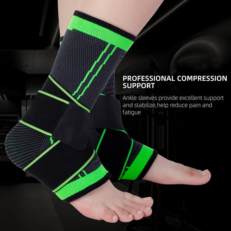 Ankle Support Braces (1Pair), Breathable Ankle Compression Sleeves with Adjustable Wrap,Elastic Ankle Brace Stabilizer for Plantar Fasciitis,Achilles Tendonitis,Sprained Ankle Pain Swelling Relief 2