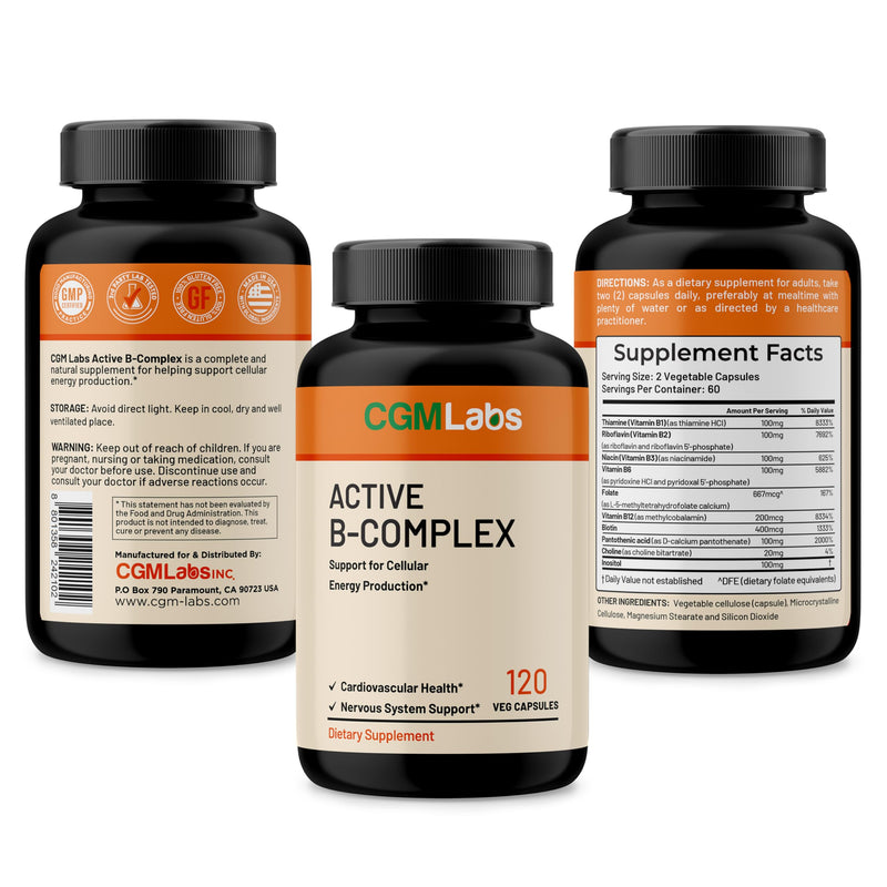 Active B-Complex with Methylated B9 & B12 – 120 Vegan Capsules