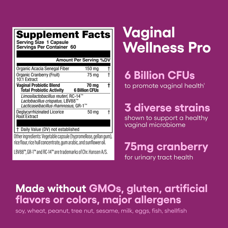 Physician's CHOICE Vaginal Probiotics for Women - Unique with Licorice Root - PH Balance, Odor Control, Yeast, Vaginal Microbiome & Feminine Health - 6B CFU - Organic Prebiotic, Cranberry - 60 CT 60 Count (Pack of 1) - BeesActive Australia