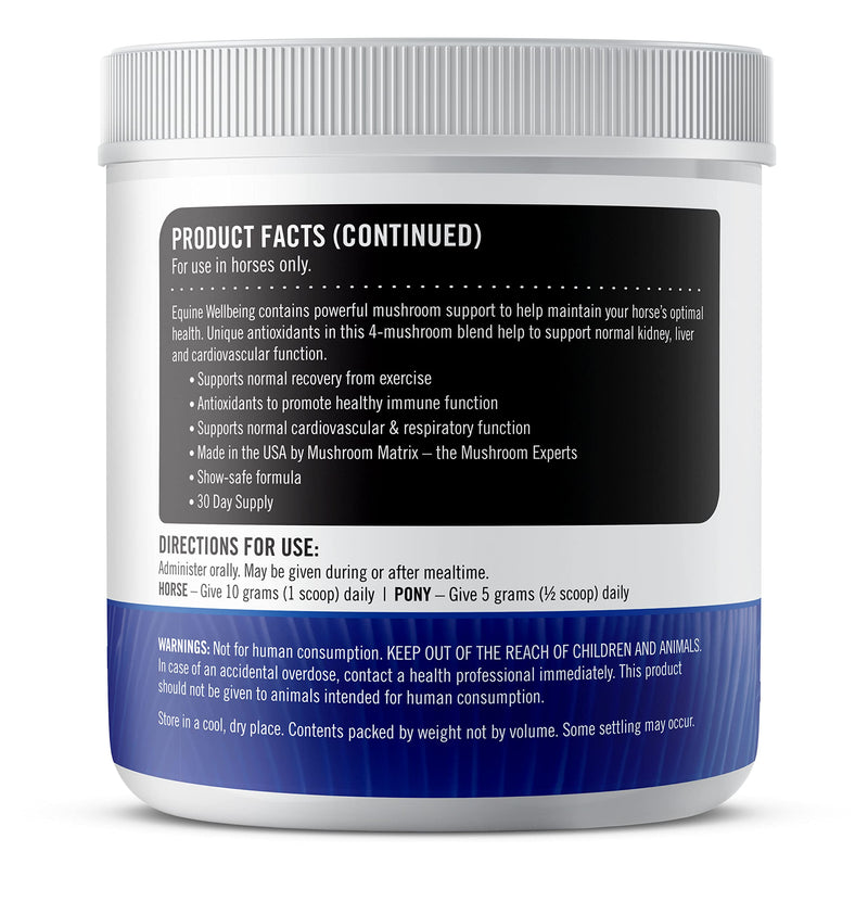 Om Mushroom Matrix - Equine | Wellbeing | USA Grown Human-Grade Organic Mushroom Powder Show Safe Horse Supplement | Wellness, Recovery, & Senior Support | 300 Grams, 10.5 oz - PawsPlanet Australia