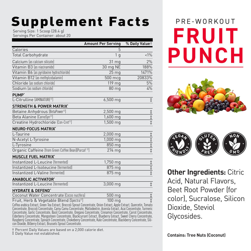 Kaged Original Pre Workout Powder | Fruit Punch | Pre-Workout with Creatine, Beta Alanine, L-Citrulline, BCAAs | 274 mg Organic Caffeine | Pre Supplements for Men & Women | 20 Servings