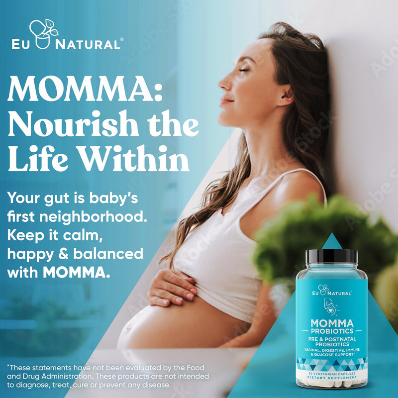 Eu Natural Prenatal Probiotics for Women, 14 Billion CFU, 30 Vegan Capsules | Supports digestive health during pregnancy, postpartum & nursing with 18 probiotic strains & prebiotics