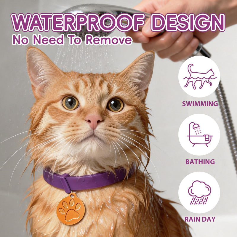 Calming Collar for Cats, 4 Packs Adjustable Calming Cat Collar with Pheromone Scent, with Yellow Gold Pendants, 120 Days Calm Relief for Anxious Cats, 15 Inch, Purple