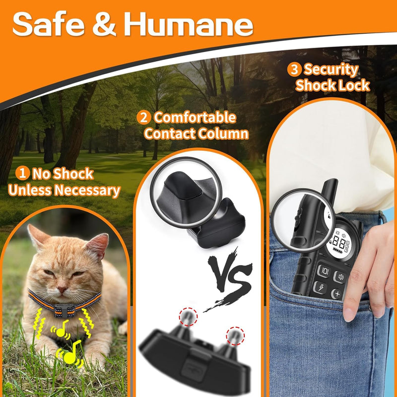 Tiniest Cat Shock Collar, Lightest Cat Training Collar with Remote for Small Cats 5-15lbs & Medium Large Cats/Puppies, Waterproof, Rechargeable, 1300ft Range (Orange) Orange - BeesActive Australia