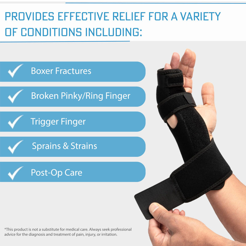 Ovation Medical Boxer Splint - Adjustable Hand and Finger Splint for Metacarpal, Ulnar Gutter and Radial Gutter Fractures - Lightweight, Padded, Immobilizing Hand Brace (Left) Left
