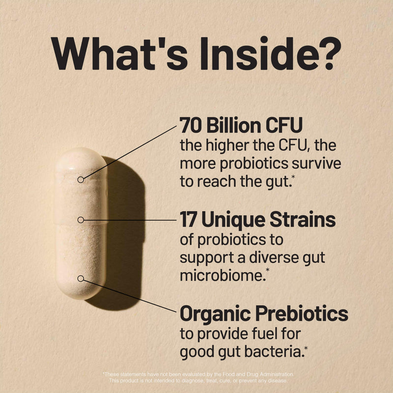 NatureWise Probiotics 70 Billion CFU - 17 Strains + Organic Prebiotics - Immune, Digestive & Gut Health Support for Women & Men - Vegetarian, Gluten-Free, Non-GMO - 60 Capsules[2-Month Supply] 60 Count (Pack of 1)