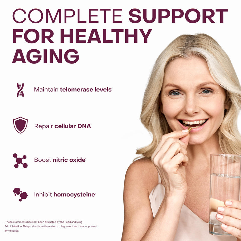 Healthycell Telomere Length Supplement - AC-11, Astragalus & Resveratrol | Anti-Aging Telomere Lengthening Supplements with Phytonutrients & Vitamins for Cellular Health - 30 Capsules, Grape Flavored Capsule