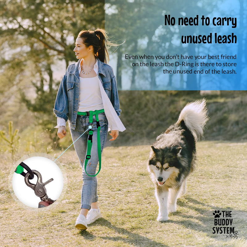 The Buddy System Hands Free Dog Leash, Adjustable Leash for Running, Jogging, Training and Service Dogs, Great for Small, Medium and Large Dogs, Made in USA (Green, Regular Belt (22"- 40" Waist)) Regular Dog System (Regular Belt (22"- 40" Waist)) Green
