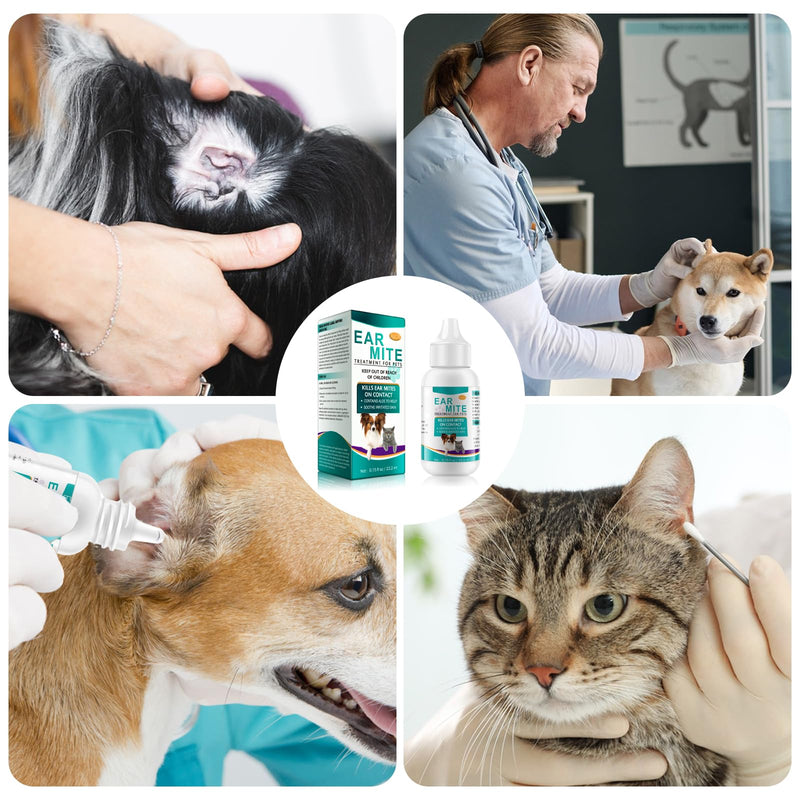 MADGININE Dog Ear Drops Dog Ear Infection Treatment Ear Mite Treatment for Dogs Cats Dog Ear Drops for Infection Antibiotics Alcohol-Free Relieves Itching & Built-Up Wax for Puppy Cats And Dogs