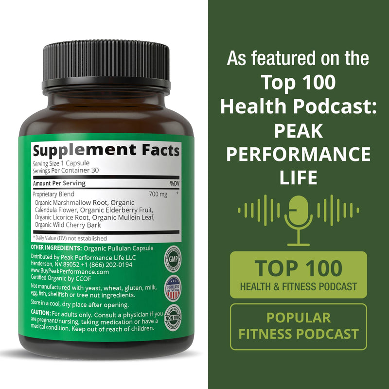USDA Organic Lung Detox For Smokers And Non Smokers with 6 Top Ingredients. Mullein Leaf, Marshmallow Root, Calendula. Lungs Cleanse For Better Respiratory Health. Lung Support Capsules Supplement - BeesActive Australia