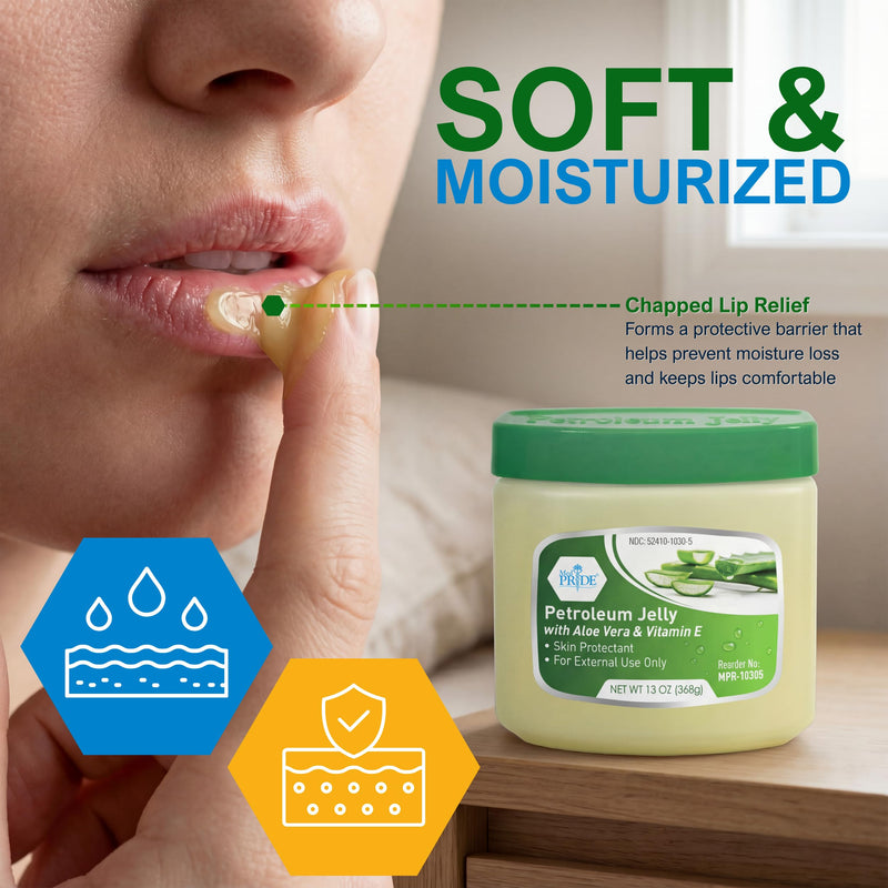 MED PRIDE Petroleum Jelly with Aloe Vera & Vitamin E, Protectant, 13 oz 13 Ounce (Pack of 1)