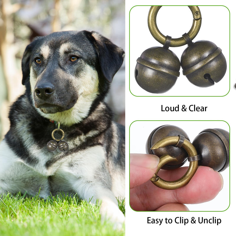 Dog Bells for Pet Tracking, 2 Pcs Extra Loud Dog and Cat Bells for Collar, Copper Bells with Quick Clips, Durable Iron Split Ring & Lobster Bell Clip - BeesActive Australia