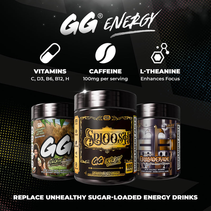 Gamer Supps GG Energy - Sploosh by CottontailVA (100 Servings) - Keto Friendly Gaming Energy and Nootropic Blend, Sugar Free + Caffeine + Vitamins + Immune Support, Powder Drink