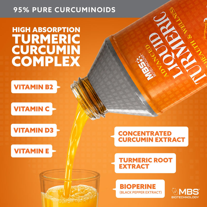 Advanced Liquid Turmeric – High Absorption Curcumin with Black Pepper & Vitamin D3 for Maximum Bioavailability – Joint, Inflammation & Immune Support – 20.3 fl oz