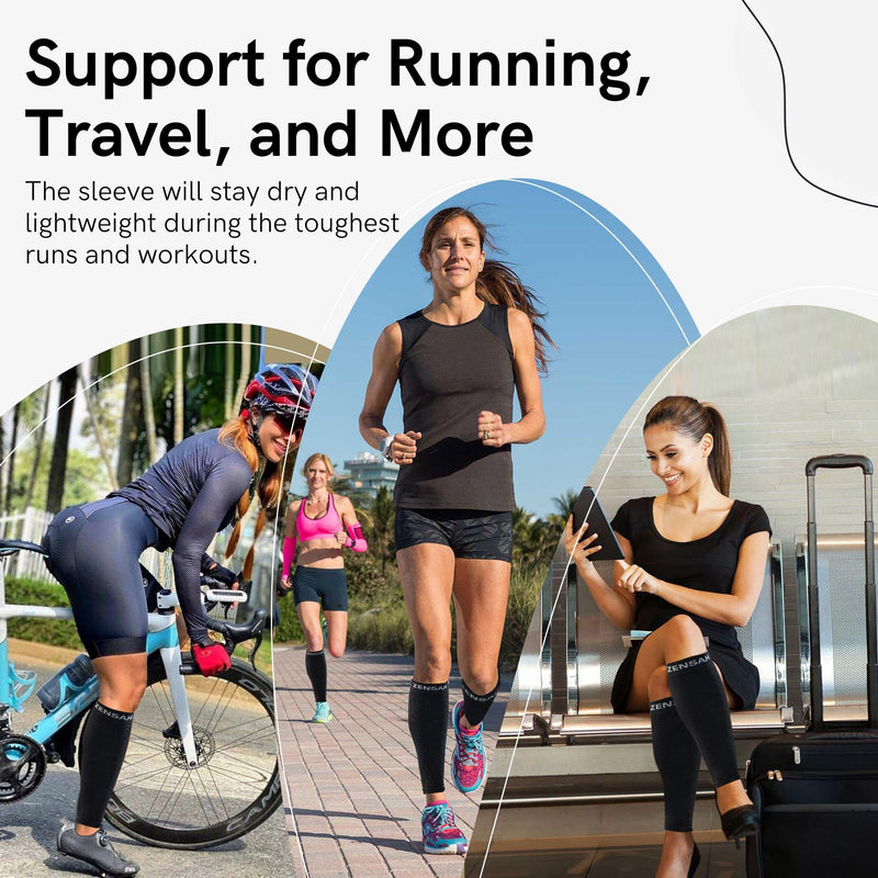 Zensah Running Leg Compression Sleeves - Shin Splint, Calf Compression Sleeve Men and Women (Navy, Large/X-Large) - BeesActive Australia