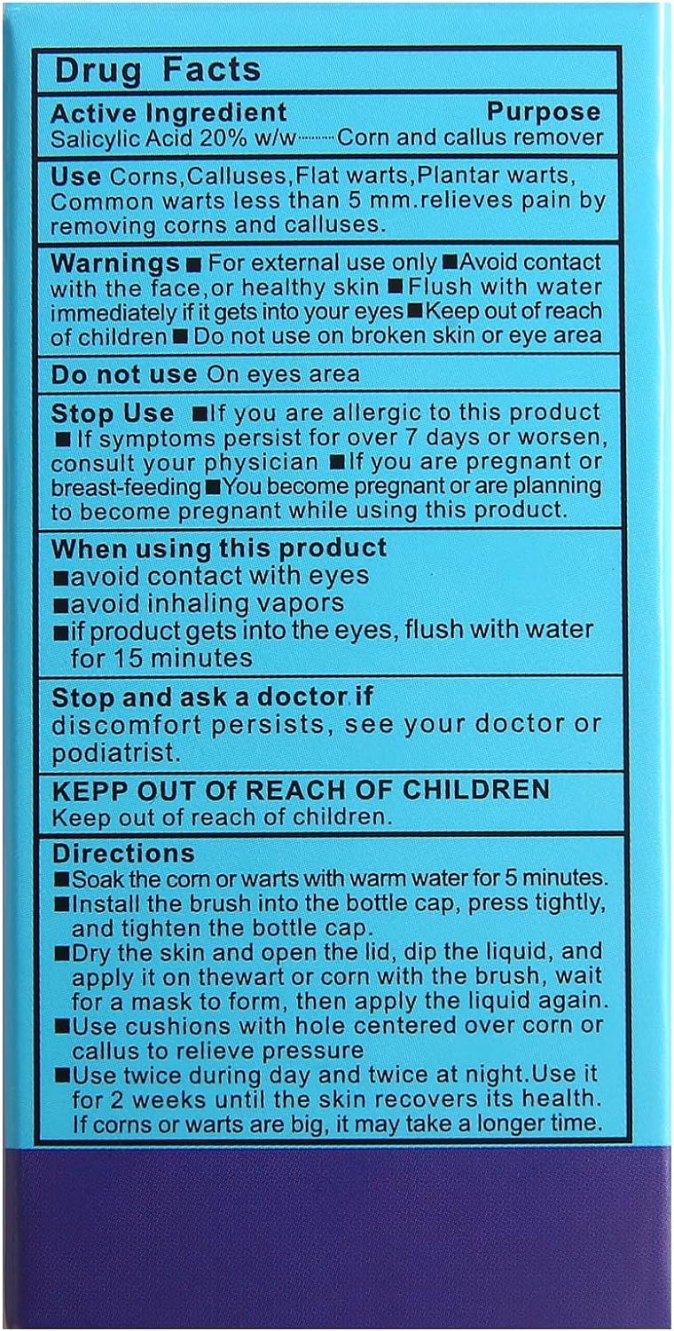 Wart & Corn Remover Liquid with Salicylic Acid, Fast Acting Wart Removal for Plantar Wart, Flat Wart, Common Wart, Corn, Callus