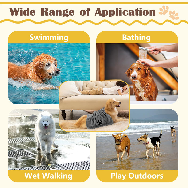 Dog towel, pack of 2 dog towels, extra absorbent for dogs and cats, gray quick-drying pet microfibre towels, 100 x 50 cm dog towel for cats, dogs or other pets - BeesActive Australia
