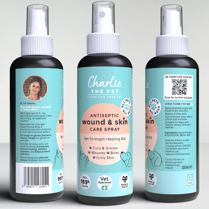 Antiseptic Wound & Skin Care Spray (100ml) | Award-Winning | Stops Itching, Fights Infection, Heals Fast | Safe, Non-Stinging, Natural | Veterinary Strength for Dogs, Cats & Pets