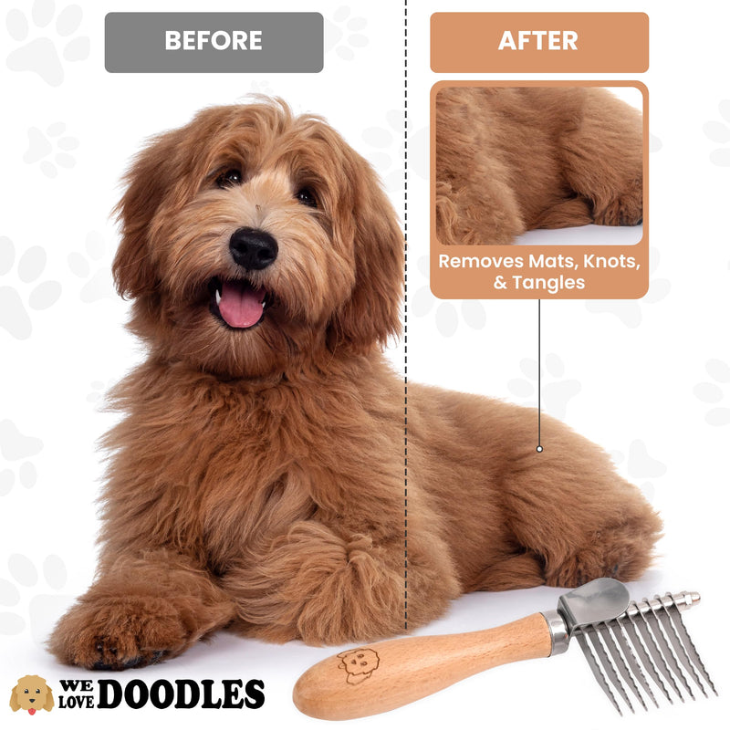 Dog Dematting Brush & Rake, Detangler Brush For Dogs, Comb Tool For Grooming, Best For Doodles, Poodles, Goldendoodles, Cats & Other Pets, Matted Fur Removal On Undercoat [We Love Doodles] - BeesActive Australia