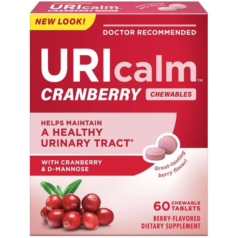 Uricalm Cranberry, Daily Dietary Supplement Chewable with D-Mannose, Berry, 60 Count 60 Count (Pack of 1)