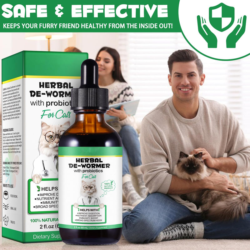 Cat Worming Treatment Cat Wormer Natural Herbal Wormer for Cats Kitten Worming Treatment Dewormer for Cats Liquid for Cat 60ml (60ml)
