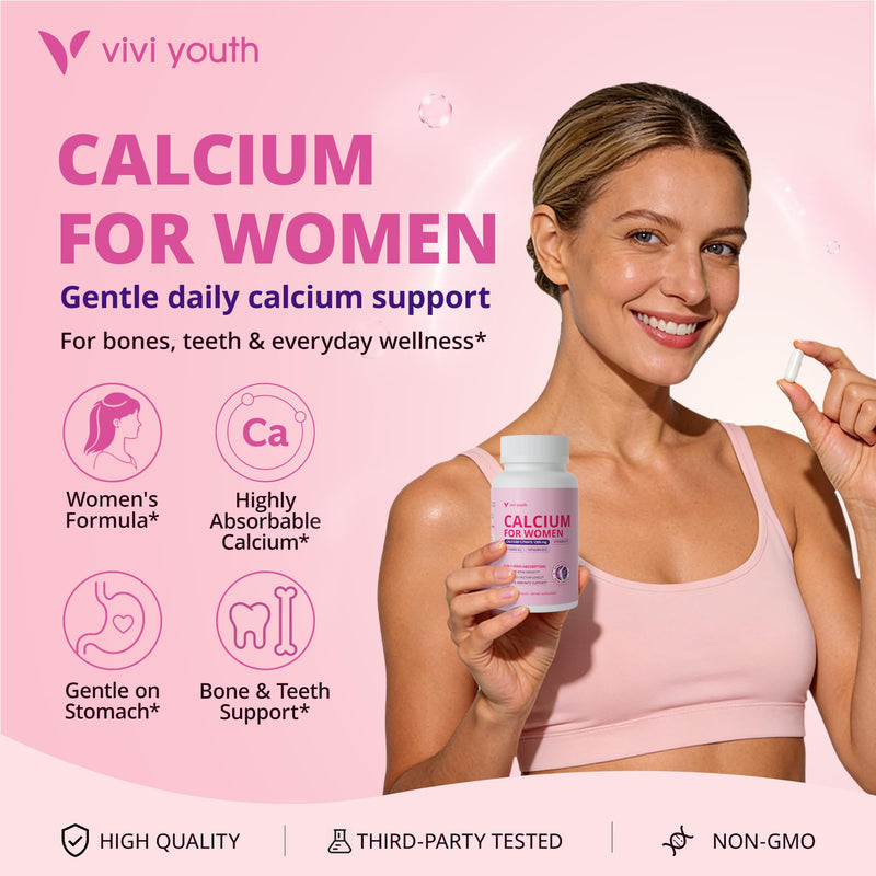 Calcium Supplements for Women - Calcium 1200 mg with Vitamin D3 | 4-In-1 High Absorption Calcium Citrate with Vitamin D3 K2 & B12 for Bone Density & Strength - Non-GMO, 120 Vegan Capsules