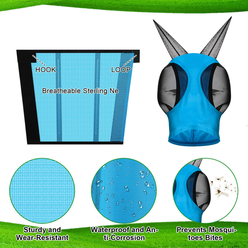 10 Pcs Horse Supplies 8 Pcs Mesh Fly Boots and 2 Pcs Horses Fly Masks with Ears Set Protective Breathable Mesh Horse Leggings for Preventing Painful Fly Bites, UV, Stomping, Leg Fatigue, Blue - BeesActive Australia