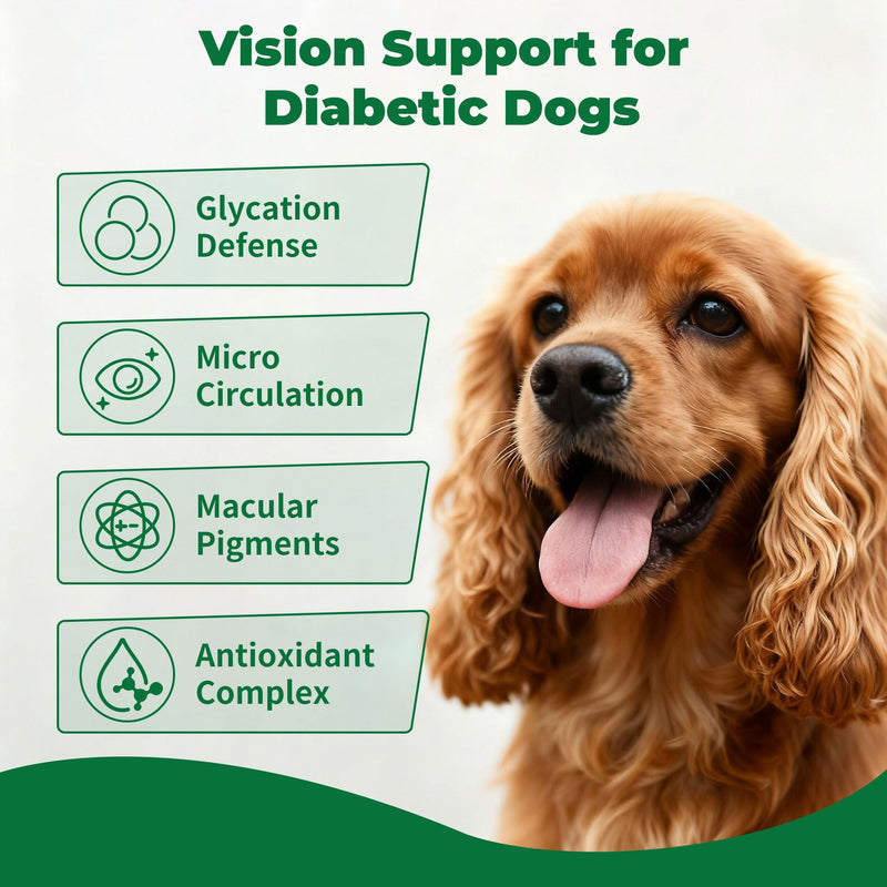 Diabetic Dog Vision Support Supplement– Alpha-Lipoic Acid, Lutein, Taurine & Blueberry Extract | Antioxidants Supports Eye Health & Protects Vision in Diabetic Dogs -90 Capsules