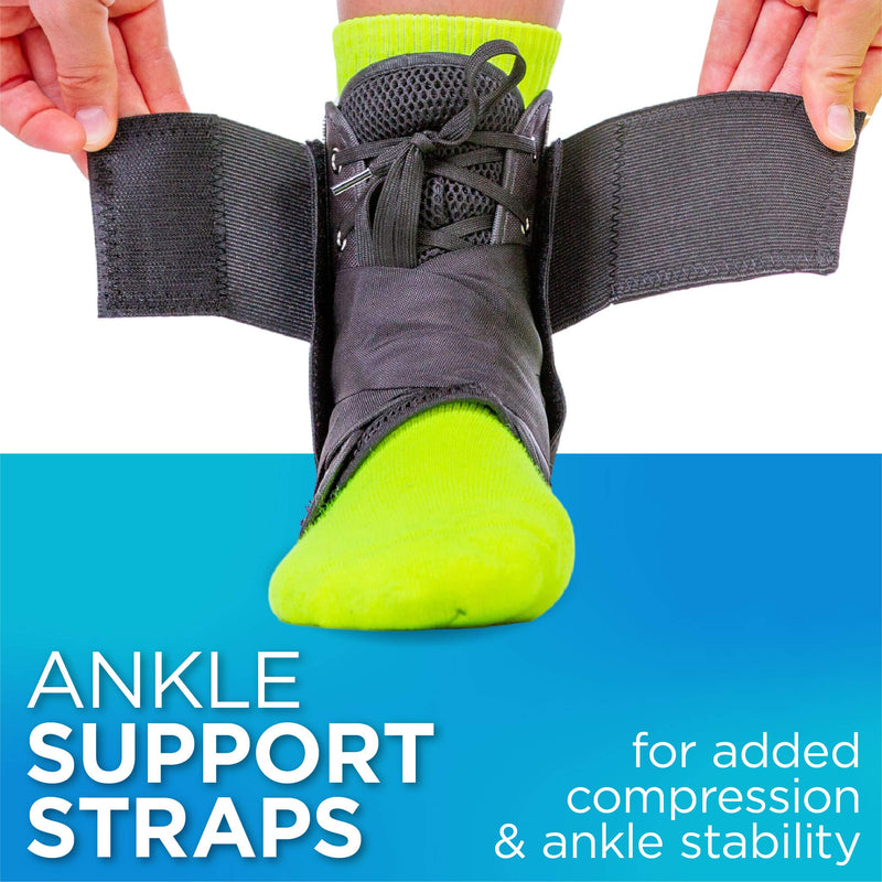 BraceAbility Sports Ankle Brace - Best Lace Up Figure 8 Sprained, Rolled or Twisted Treatment Active Support Wrap Stabilizer Splint for Basketball, Volleyball, Soccer, Working Out, Running Pain (M) Medium