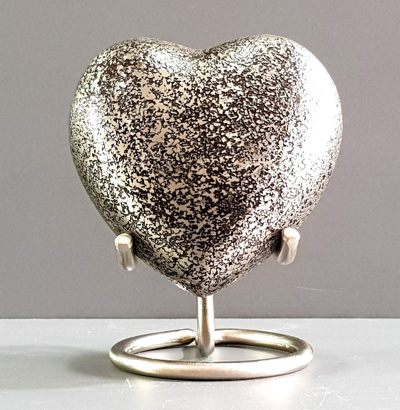 eSplanade Mini Heart Shaped Metal Cremation Keepsake Memorials | Small urn with wave pattern and stand for ashes | | Multicolor - 2.75 inch (Silver) Silver - BeesActive Australia
