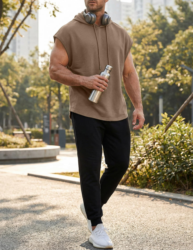 JMIERR Men's Drawstring Hooded Shirts - Casual Loose Fit Cotton Hoodies Tee Shirt for Daily Wear Khaki XX-Large - BeesActive Australia