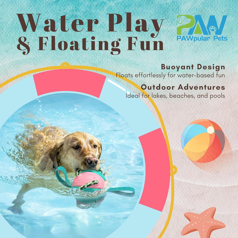 Rebound Frisbee Ball, Multi-Function Chew & Tug Toy for Dogs, Flying Disc, Interactive Tug-of-War Dog Toy, Promotes Dental Health, Ideal for Water Play and Outdoor Fun (Pink & Blue) Pink & Blue - BeesActive Australia