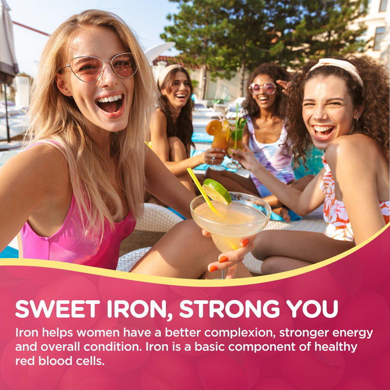 Iron Gummies for Women, Triple Iron Supplement with Multivitamin Iron Gummies with Vitamin C, A, B, Folate, Copper, Zinc for Energy & Blood Support, Immune Health, Vegan Peach, Flavor 120 Counts 120 Count (Pack of 1)